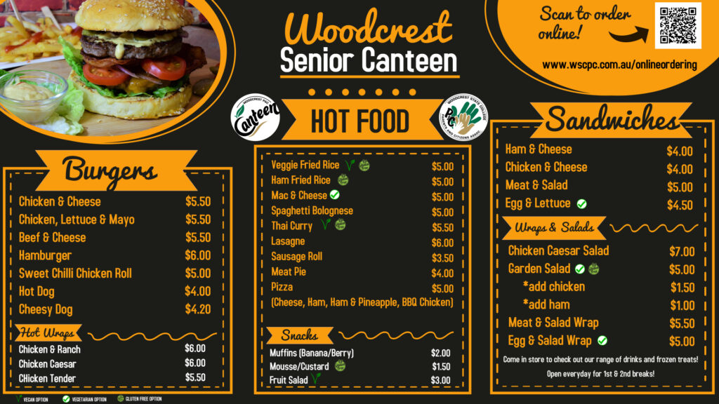 Menus Woodcrest State College P&C Association