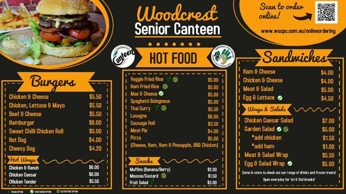 Menus Woodcrest State College P&C Association